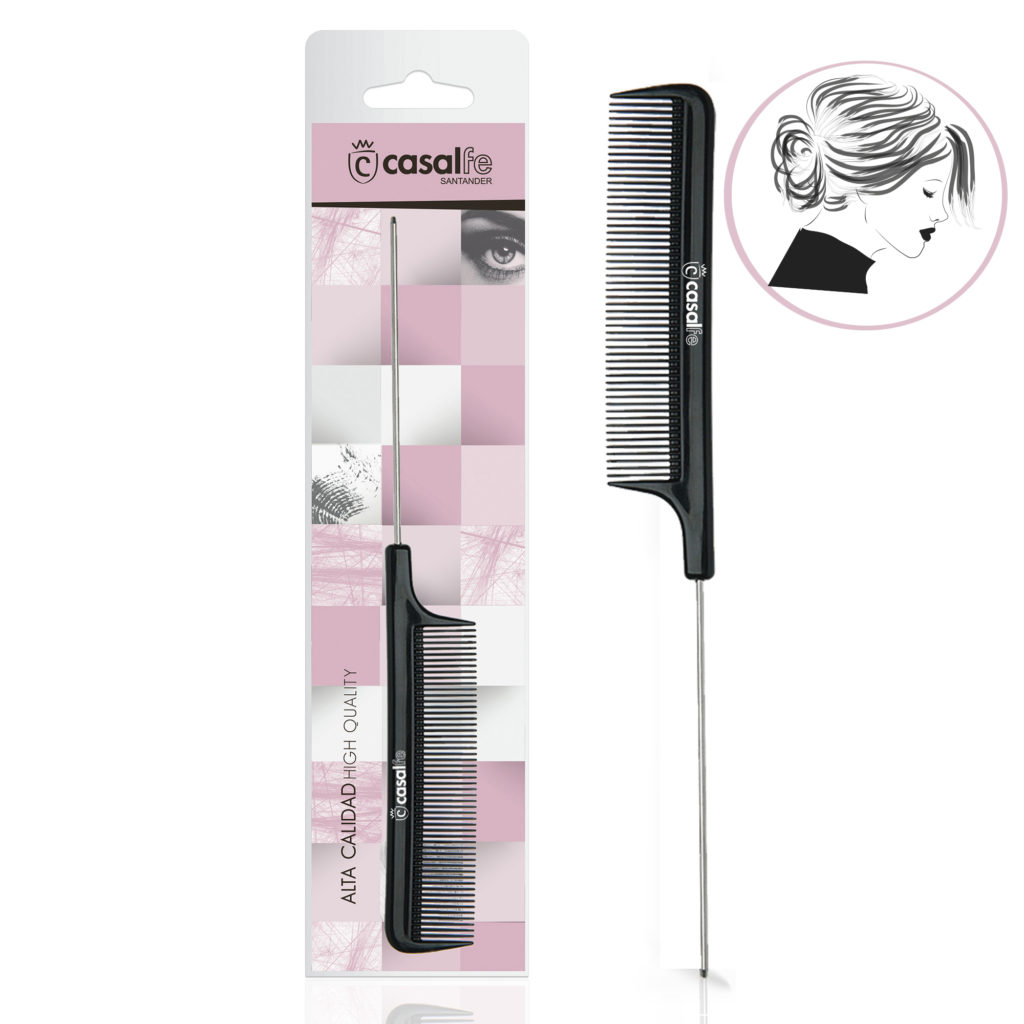 PRO TEASING COMB WITH METAL RATTAIL